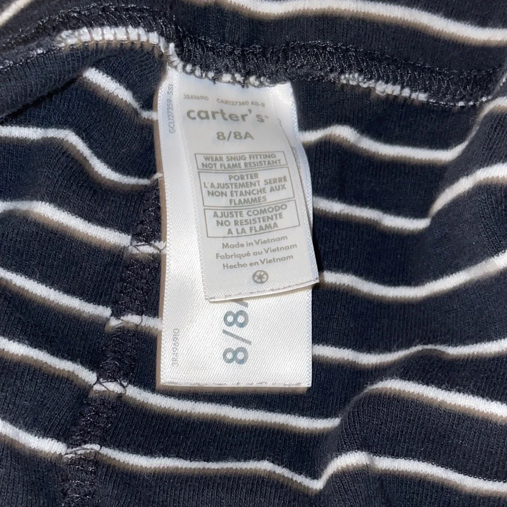 Carter's Black and White Striped Pajama Set - Picture 7 of 8